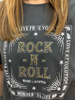 CAMISETA ROCK AND ROLL GRIS