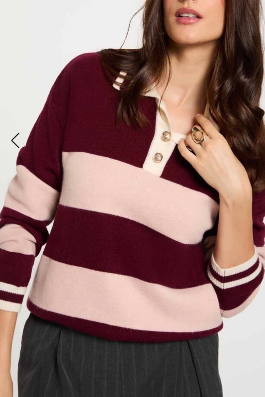 JERSEY RAYAS BURDEOS