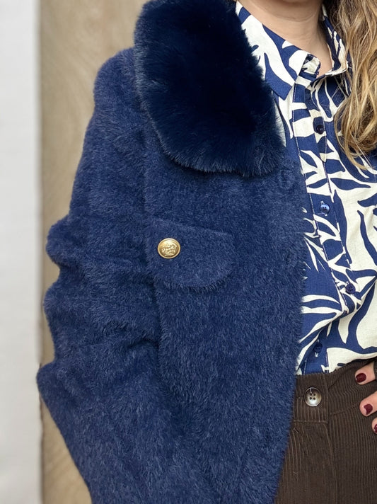 CHAQUETA ANNA AZUL CUELLO DESMONTABLE