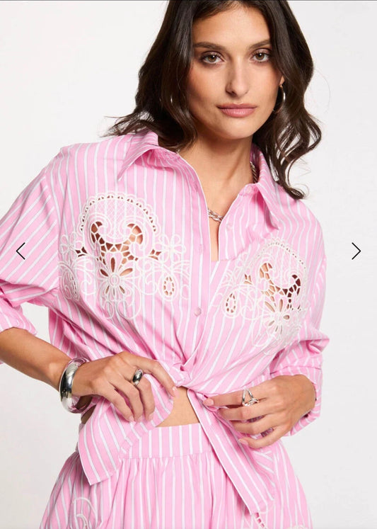 CAMISA RAYAS ROSA