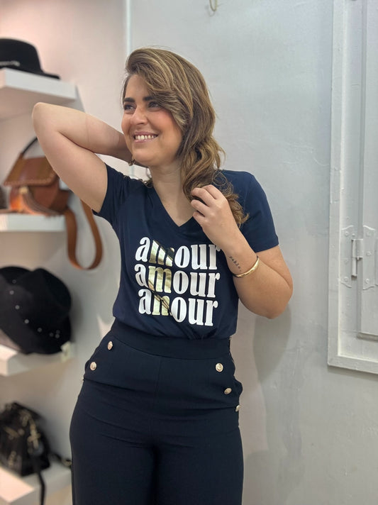 CAMISETA AMOUR AZUL MARINO