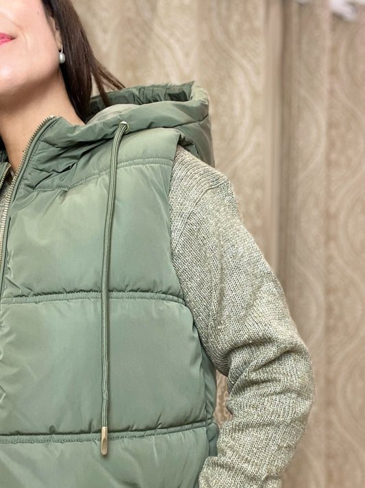 CHALECO BELLA  KAKI ACOLCHADO