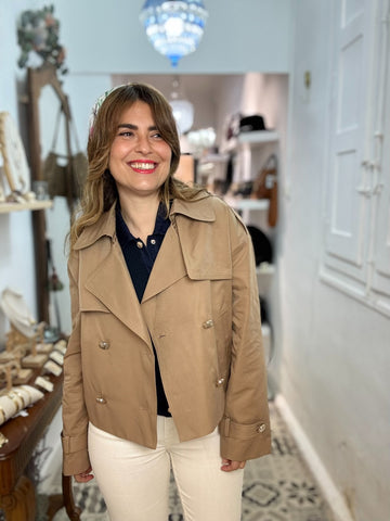 GABARDINA CORTA NURIA CAMEL