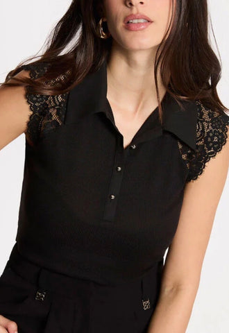 BLUSA NEGRA PUNTILLA SIN MANGAS