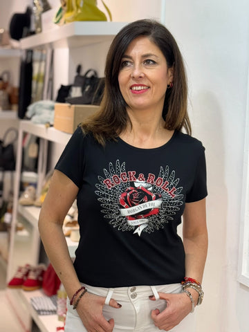 CAMISETA ROCK AND ROLL NEGRA