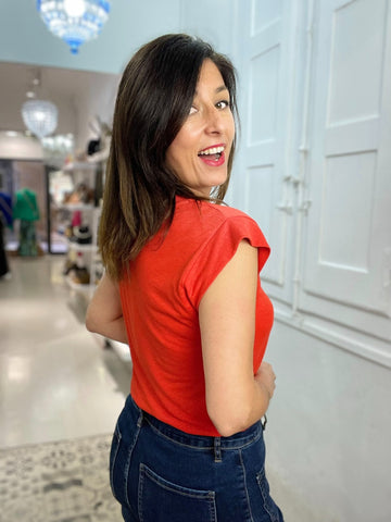CAMISETA MERCHE NARANJA QUEMADO