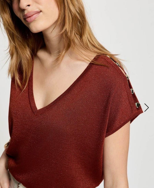 JERSEY PIEDRAS HOMBRO TERRACOTA