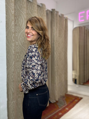 BLUSA FLORES MARINO