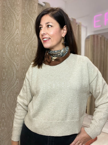 JERSEY LENTEJUELAS BEIGE