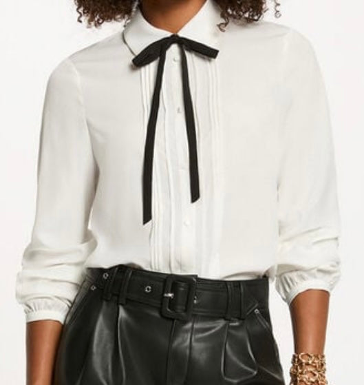 BLUSA BLANCA LAZO NEGRO