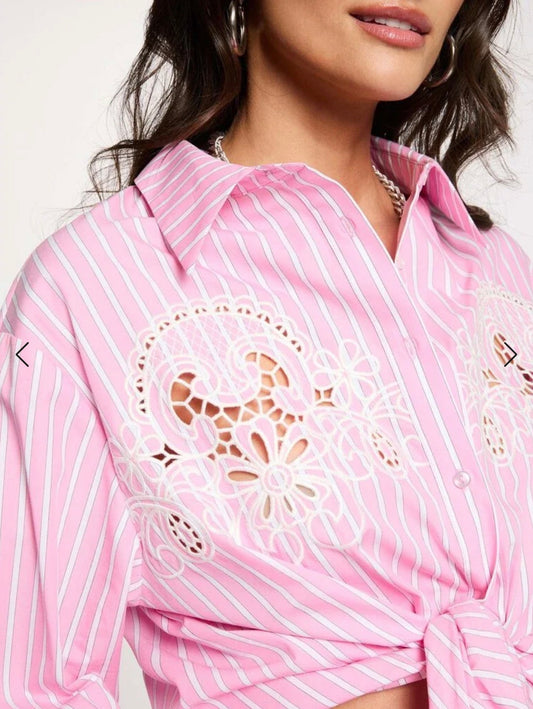 CAMISA RAYAS ROSA