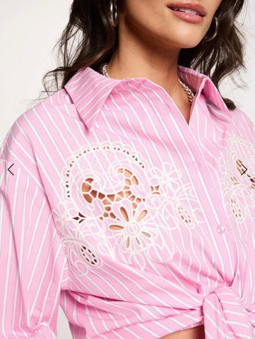 CAMISA RAYAS ROSA