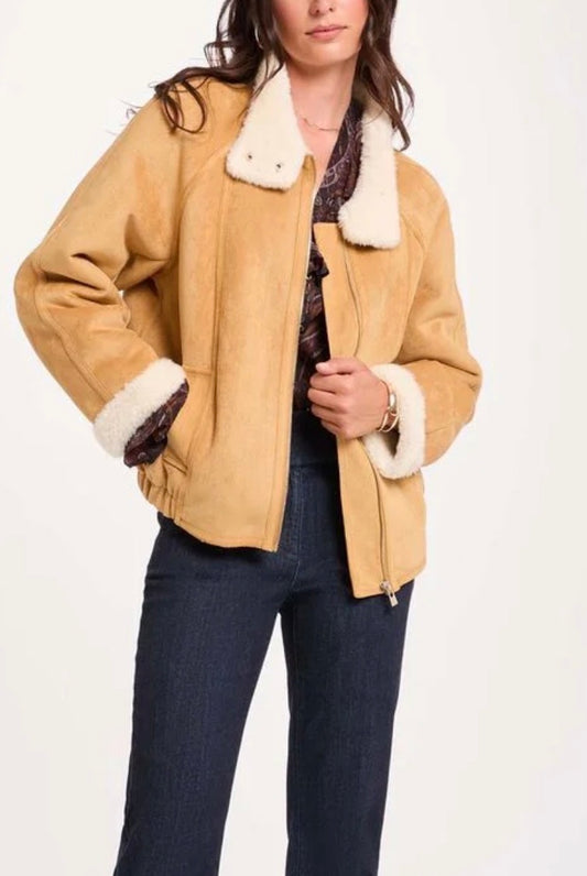 CHAQUETA ANTE CAMEL MUJER