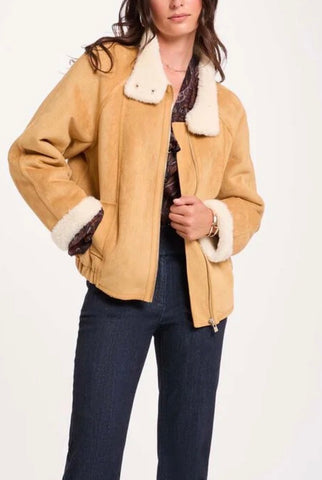 CHAQUETA ANTE CAMEL MUJER