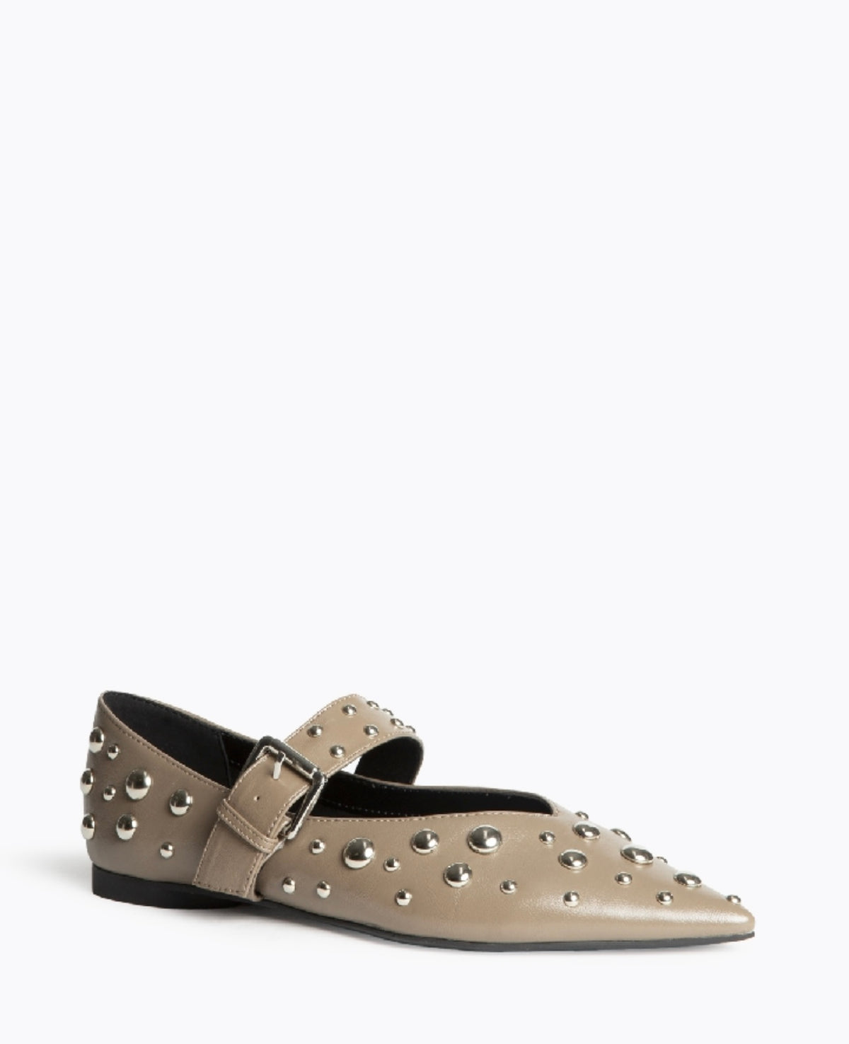 BAILARINA MARY JANE TAUPE TACHAS PLATA