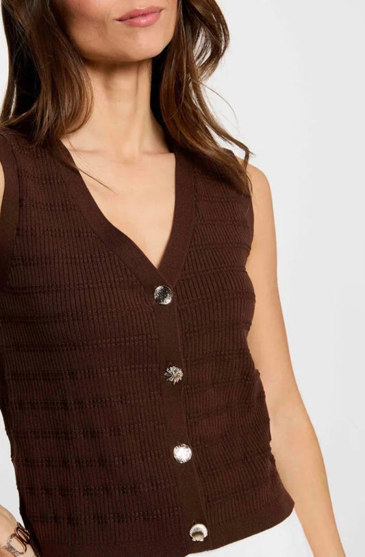CHALECO PUNTO MARRON CHOCOLATE