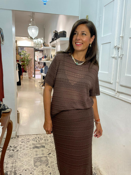 CONJUNTO TEJIDO MARRON