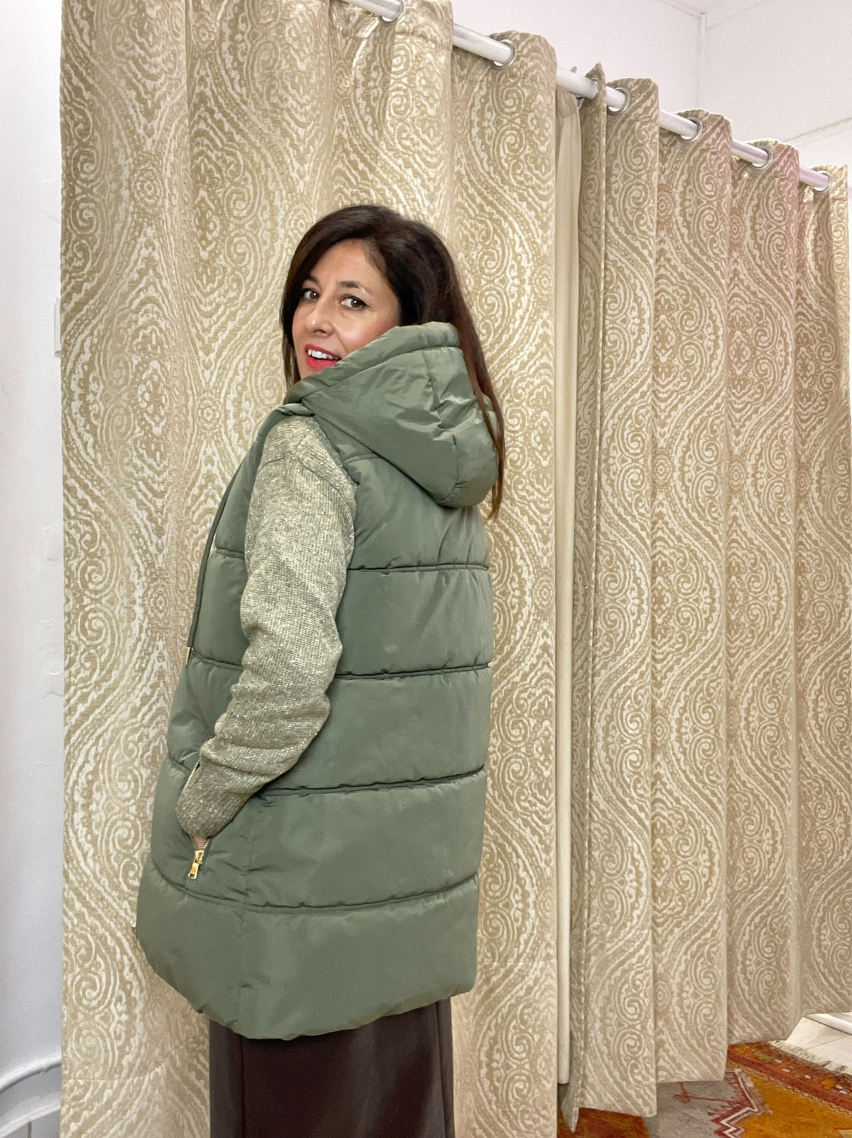 CHALECO BELLA  KAKI ACOLCHADO