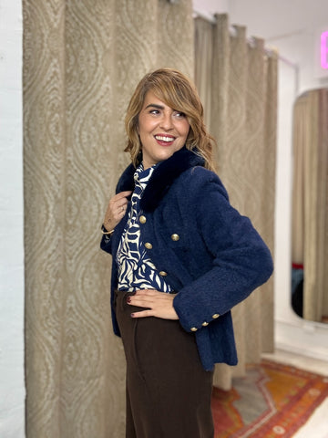 CHAQUETA ANNA AZUL CUELLO DESMONTABLE