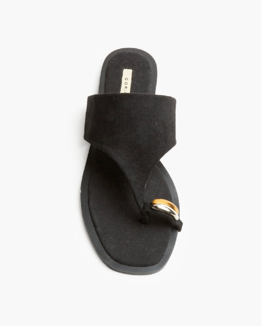 SANDALIA PLANA ANILLO NEGRA
