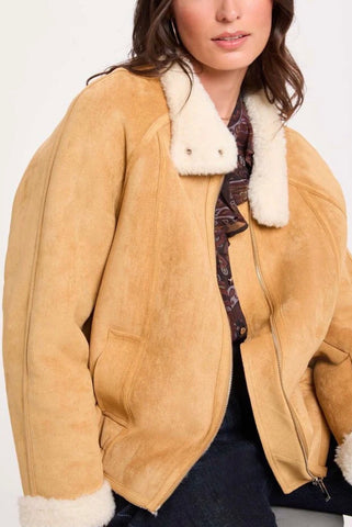 CHAQUETA ANTE CAMEL MUJER