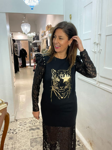 VESTIDO TIGRE DORADO