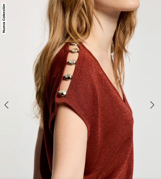 JERSEY PIEDRAS HOMBRO TERRACOTA