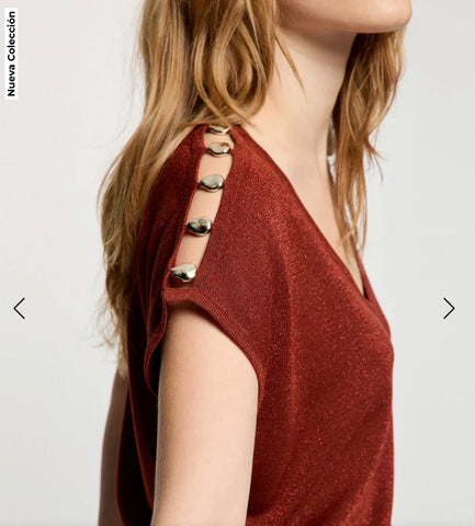 JERSEY PIEDRAS HOMBRO TERRACOTA