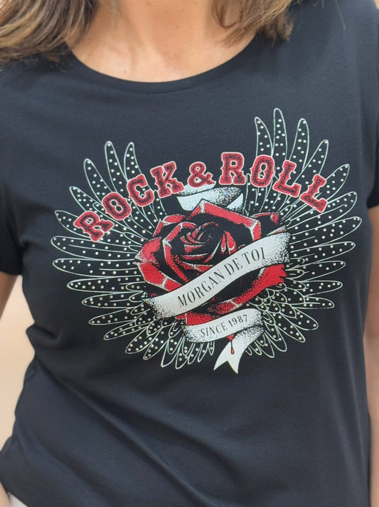 CAMISETA ROCK AND ROLL NEGRA