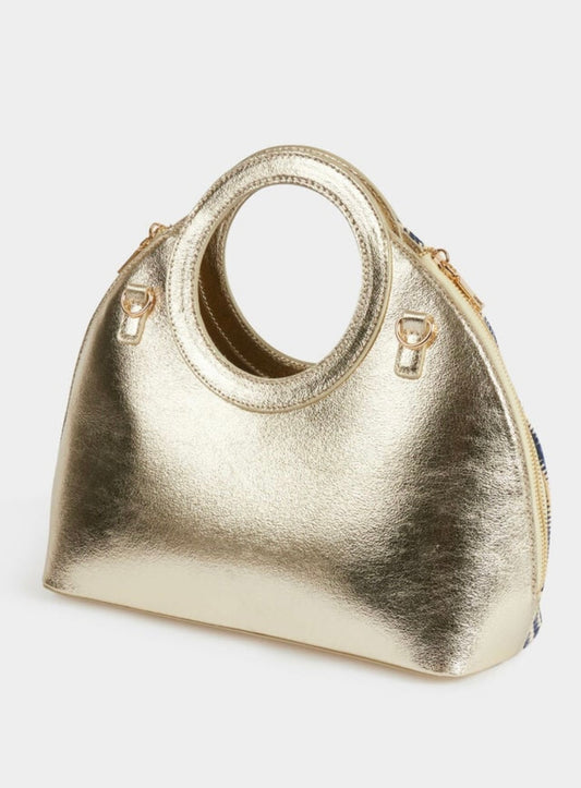 BOLSO ORO Y MARINO