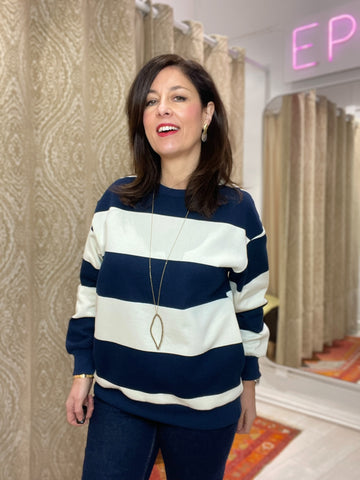 SUDADERA RAYAS MARINO /NATA