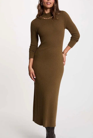 VESTIDO VERDE CAQUI