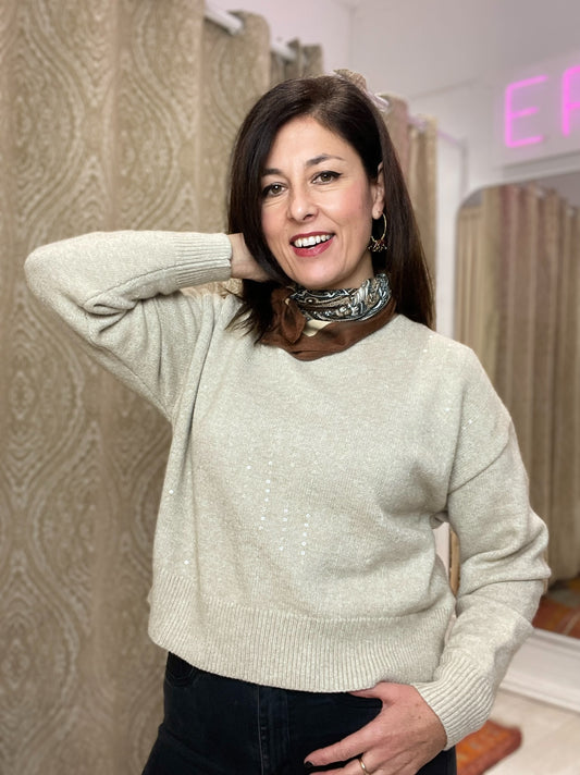 JERSEY LENTEJUELAS BEIGE