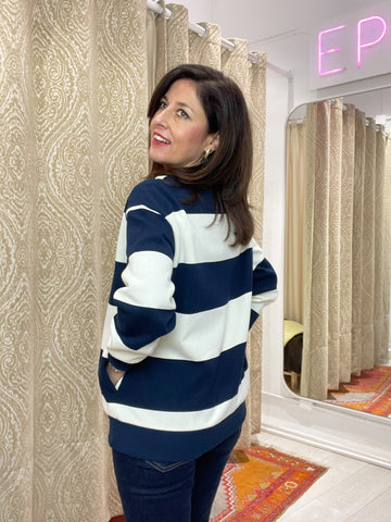 SUDADERA RAYAS MARINO /NATA