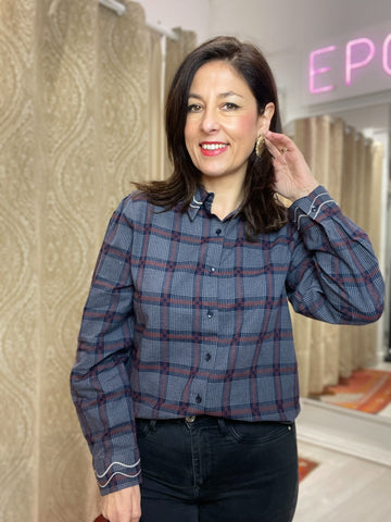 CAMISA CUADROS MARINO