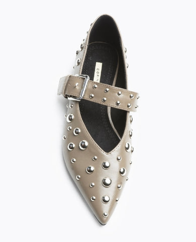 BAILARINA MARY JANE TAUPE TACHAS PLATA