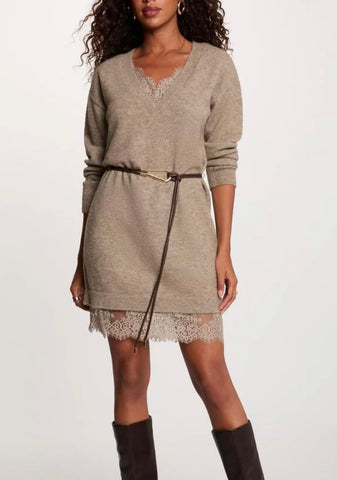 VESTIDO PUNTO LENCERO BEIG