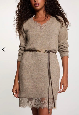 VESTIDO PUNTO LENCERO BEIG